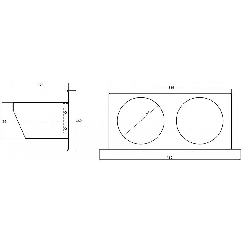 Krmný pult nerezový (2x16cm) - výsuvný